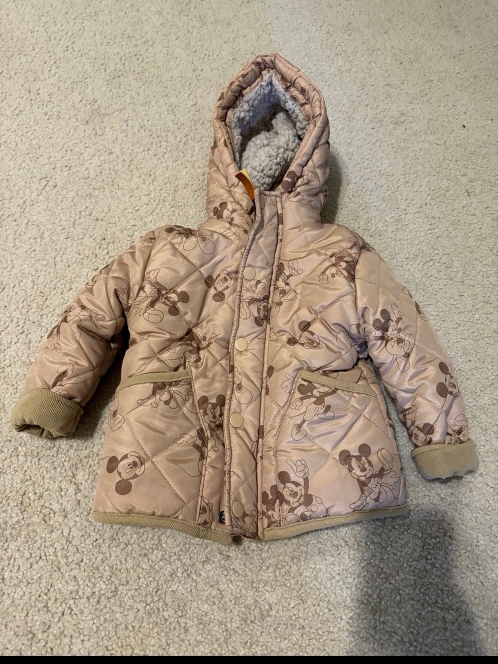 18 M Disney Junior Mickey Mouse Tan Winter Puffer Jacket